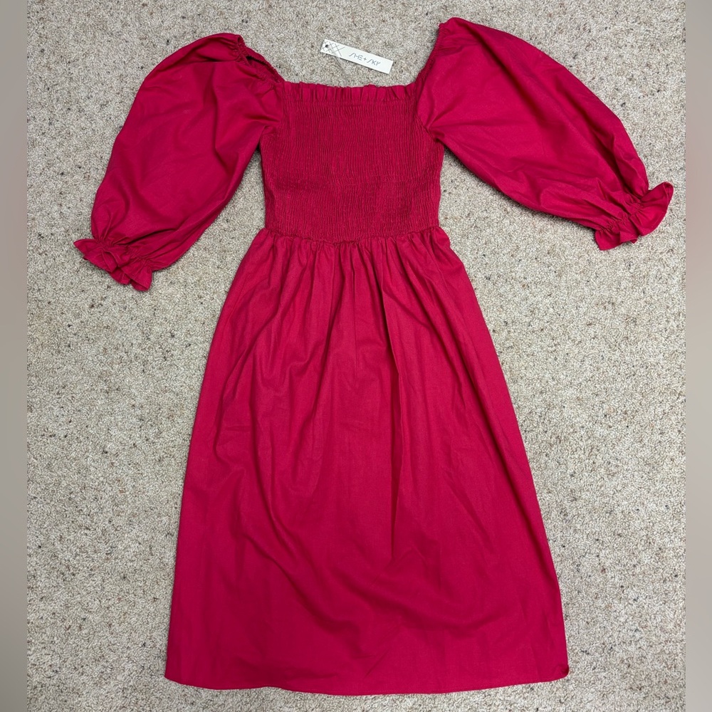 She + Sky Red Midi Dress
